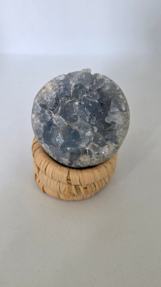 Celestite Crystal Sphere – 539g | 4.25" Display Specimen