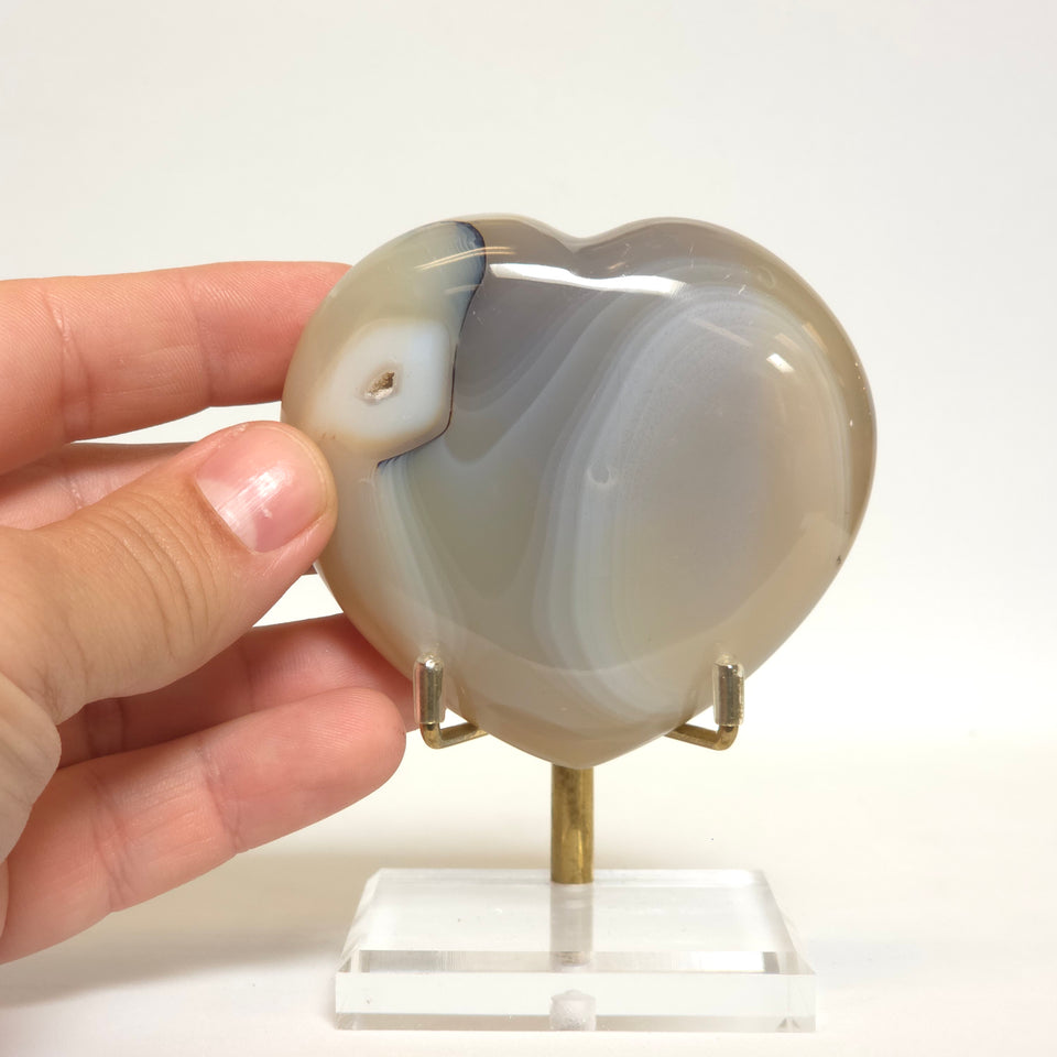 Banded Agate Heart | Grey and Cream