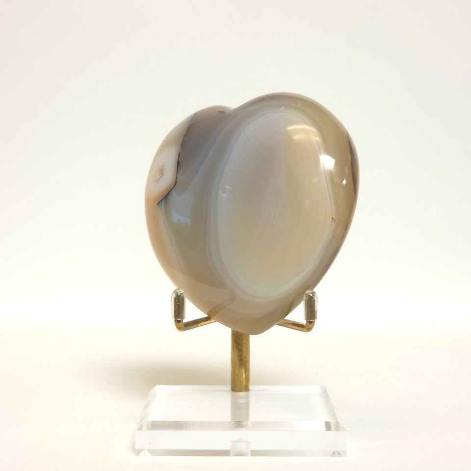Banded Agate Heart | Grey and Cream