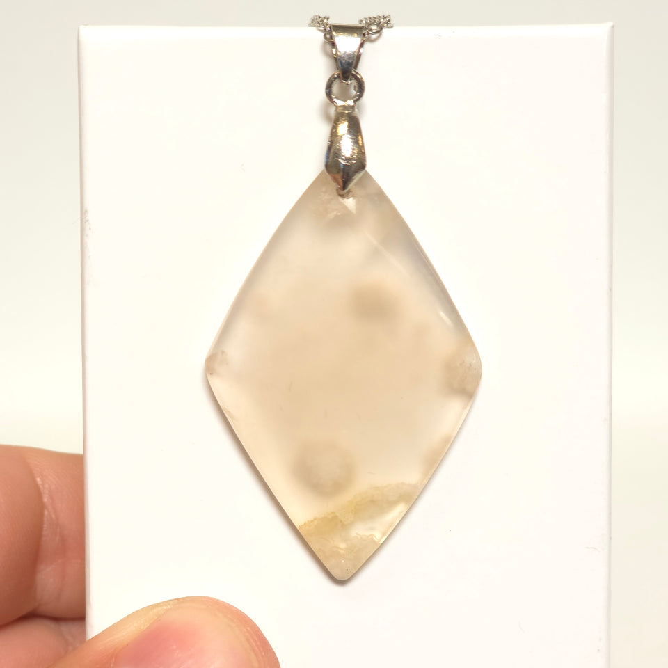 Flower Agate Diamond Pendant Necklace