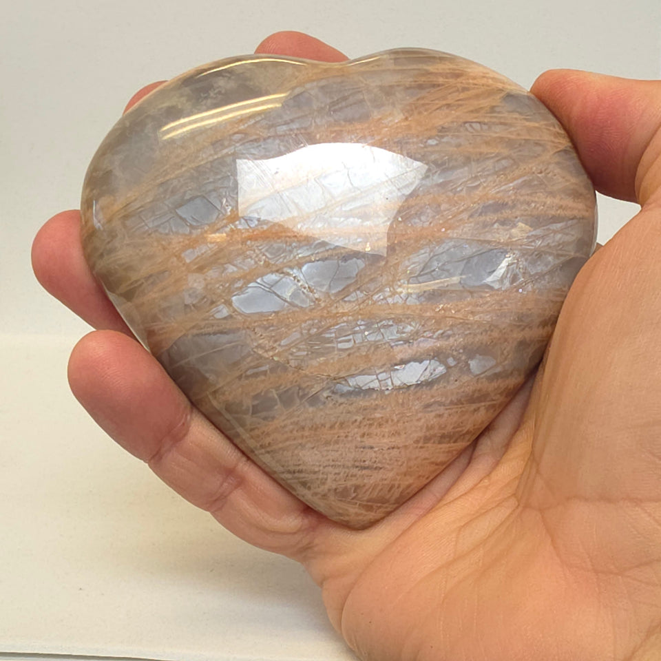 Peach Moonstone Heart | 0.75 lb