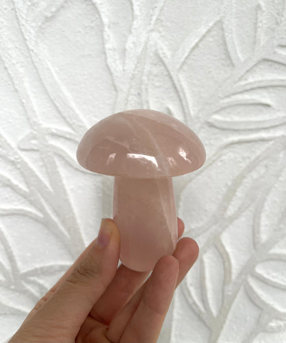 Rose Quartz Crystal Hand Carved Mushroom